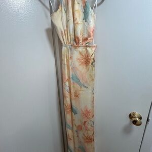 Floral Wedding Dress in Cream and Blue